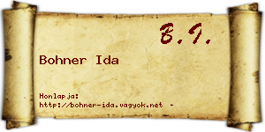 Bohner Ida névjegykártya